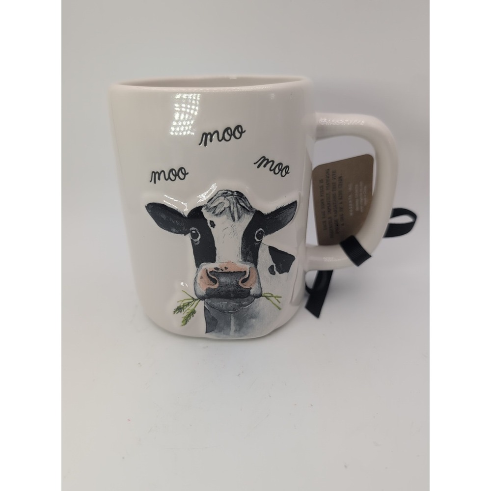 Rae Dunn Farmhouse Mug With Cow Design MOO MOO MOO NWT